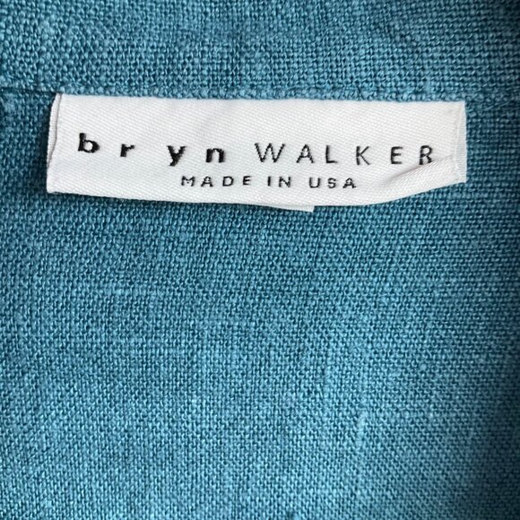 Bryn Walker Womens XL Linen Jacket Blue Teal Turquoise Made In USA Lagenlook - Picture 3 of 12